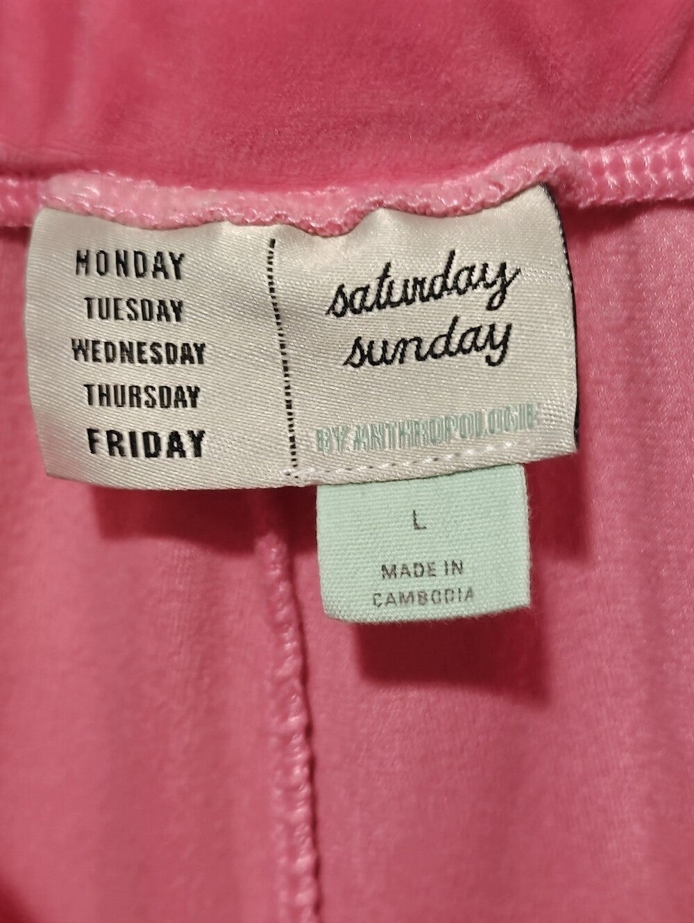 Anthropologie Saturday Sunday Pink Velor Jogger Pants Large Barbie Barbiecore - Picture 4 of 6